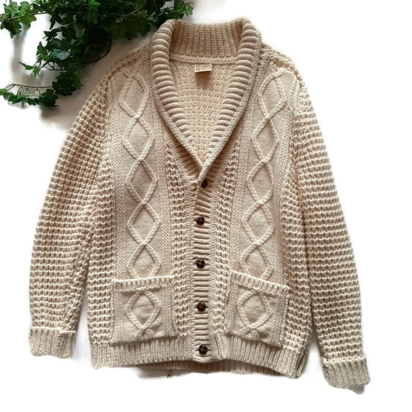 Falcarragh Sweaters - MADE IN IRELAND wool cream classic cardigan